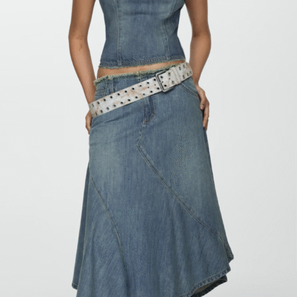 Mango Falda vaquera asimétrica deshilachada