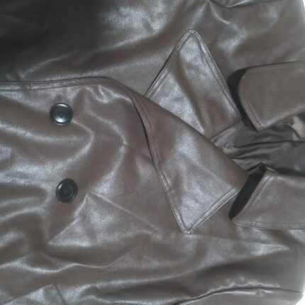 Chaqueta corta marrón con solapa Shein