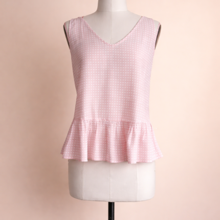 Top Vichy Rosado con Corte Peplum (Mango)