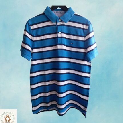 Polo cuello piqué Azul y Blanco