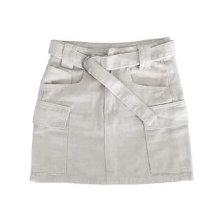 Falda crema con correa y bolsillos XS