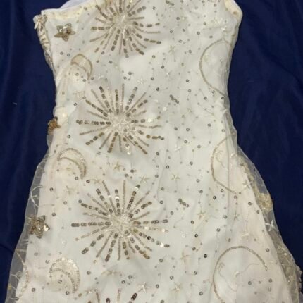 Vestido crema de brillos